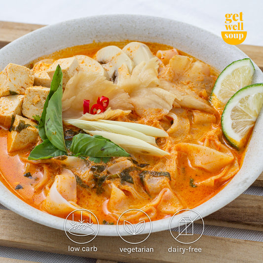 chunky tom yum noodle soup  | tom yum noodle soup | vegetarian soup | low carb soup | dairy free soup | soup ph | soup in manila | get well soup