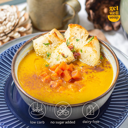 maple & cinnamon-spiced sweet potato soup
